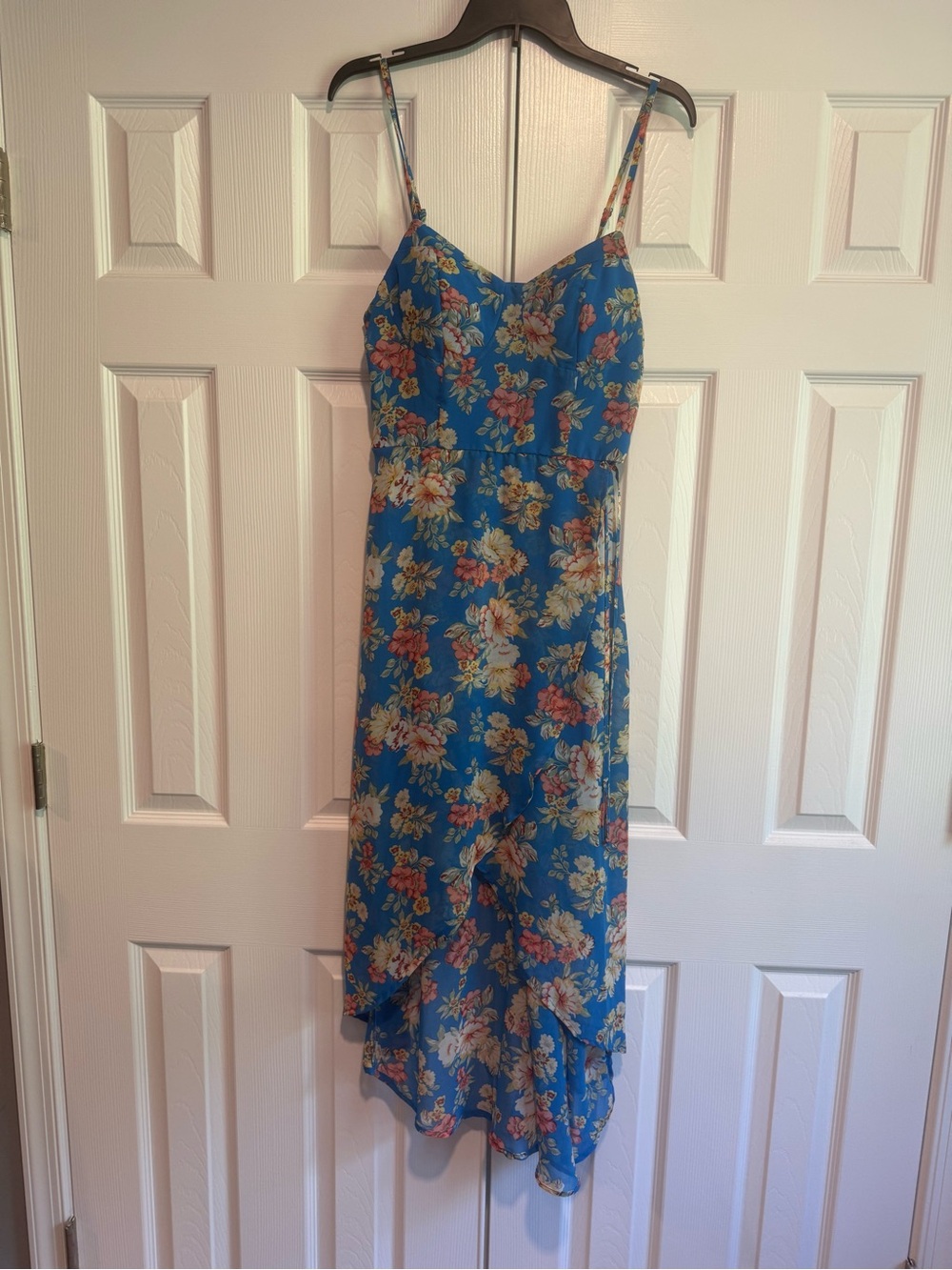 Lily Rose Blue Floral High-Low Slip Dress